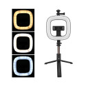 CP X1 LED 16cm Uzlādējama Selfie Lampa ar BT Pulti & Rokturi + Grīdas statīvu 20-90cm + Telefona sti