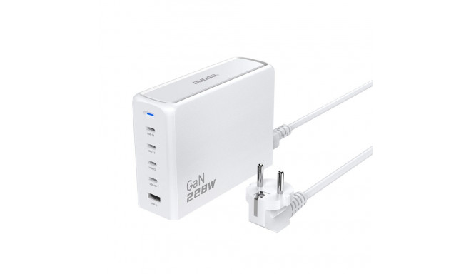 Dudao A228EU GaN charger 1x USB-A 4x USB-C PD 228W - white