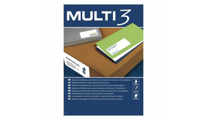 Adhesive labels MULTI 3 White Upright 100 Sheets 500 Sheets 52,5 x 29,7 mm