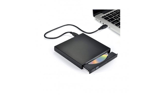 CP RW1 Slim External USB 2.0 CD / DVD Rom Drive Reader with USB Cable Power Black