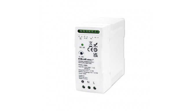 Qoltec 50884 DIN siin toiteplokk UPS-funktsiooniga | 60W