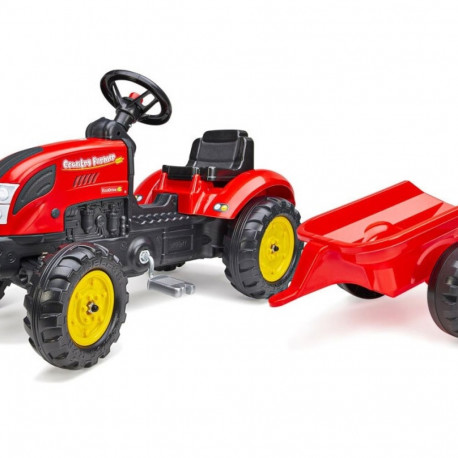 Falk pedaalidega traktor Farmer järelkäruga, punane