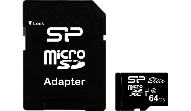 Silicon Power memory card microSDXC 64GB Elite + adapter