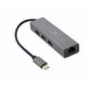 USB-C-хаб на 4 порта GEMBIRD A-CMU3-LAN-01 Белый Серый