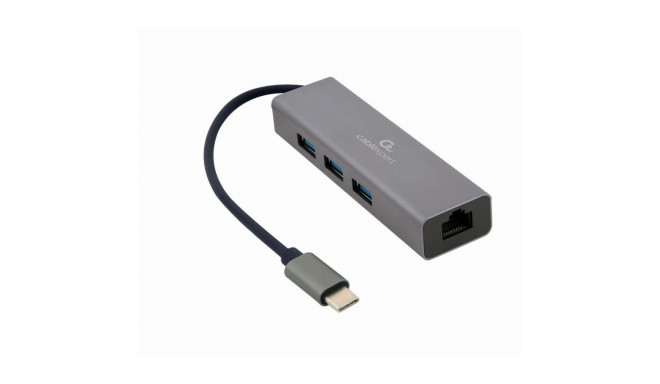 4-Port USB-C Hub GEMBIRD A-CMU3-LAN-01 White Grey