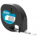 Dymo label printer tape LetraTag Plastic 12mmx4m, black/white