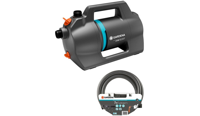 GARDENA Garden Pump 4100 Silent, suction hose set (dark grey/turquoise, 550 watts, model 2023)