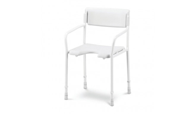 Shower stool with indentation and backrest