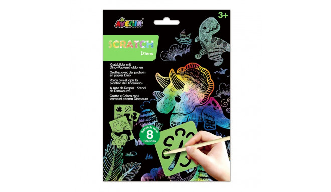 AVENIR Scratch set with stencil: Dinos