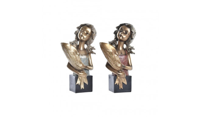 Dekoratīvās figūriņas DKD Home Decor 21 x 13 x 36 cm Sarkans Bronza Tirkīzs (2 gb.)