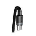 Baseus CATKLF-ALG1 PD 2.0 100W Nailon Andme- & Laadimiskaabel USB-C kuni USB-C 2M Must-Hall