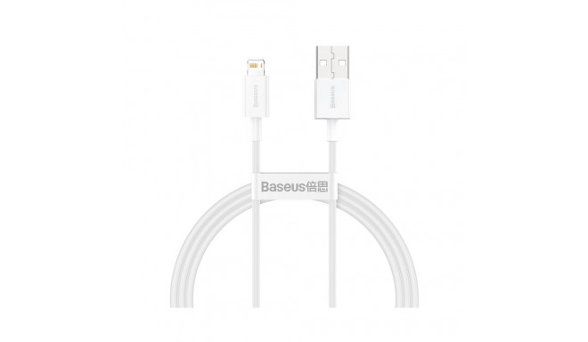 Baseus CALYS-A02 Vastupidav Andme- ja Laadimiskaabel USB QC3.0 2.4A Lightning 1M Valge