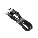 Baseus CALKLF-BG1 Nailonist vastupidav andme- ja laadimiskaabel USB-C QC3.0 2,4A Lightning 1M Must-H
