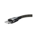 Baseus CALKLF-BG1 Nailonist vastupidav andme- ja laadimiskaabel USB-C QC3.0 2,4A Lightning 1M Must-H
