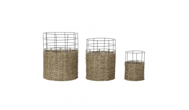 Basket set DKD Home Decor Metal Colonial Jute (35 x 35 x 45 cm)