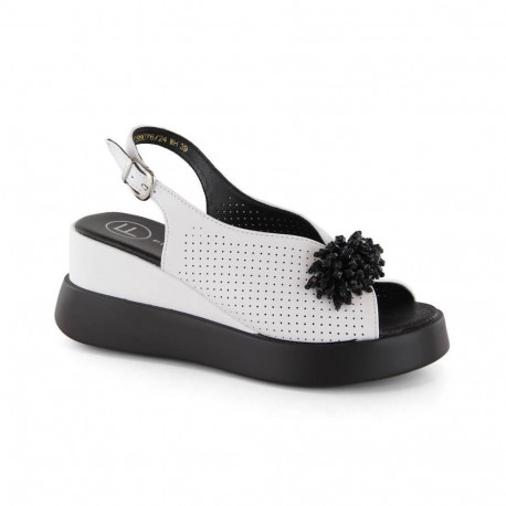 Leather wedge sandals with beads Filippo W PAW529B white (39)