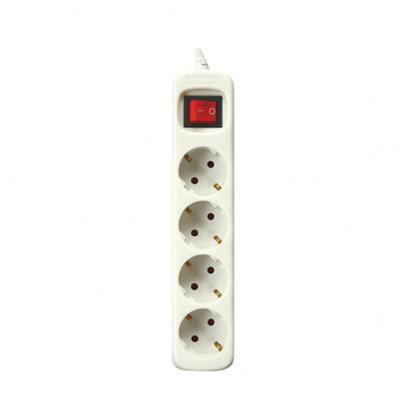 4-socket plugboard with power switch Silver Electronics White - 3 m