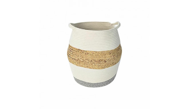 Basket DKD Home Decor White Natural Aluminium Natural Fibre 30 x 30 x 40 cm