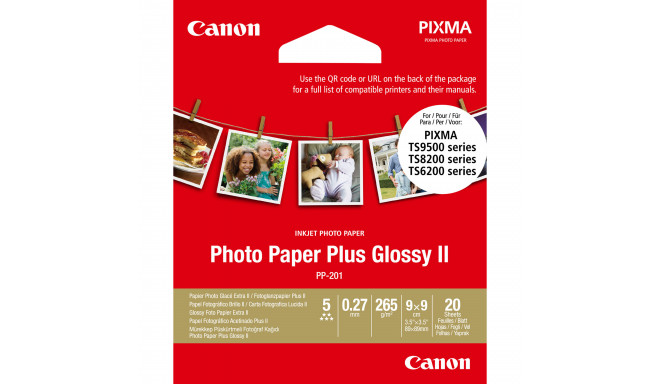 Läikiv Fotopaber Canon Plus Glossy II 9 x 9 cm