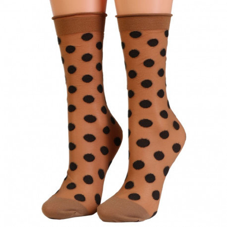 SOKISAHTEL DOTS beežid õhukesed täpilised sokid 444