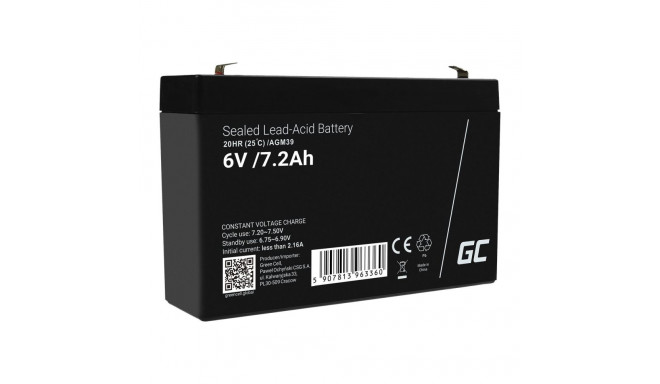 GREEN CELL Battery AGM VRLA 6V 7.2Ah