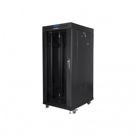 LANBERG vabaltseisev 19-tolline rack-kapp 27U 800x1000 klaasuksega LCD flat pack must