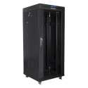 Installation cabinet rack 19 27U 600x600 black, glass door lcd (Flat pack)