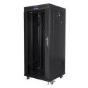 Installation cabinet rack 19 27U 600x600 black, glass door lcd (Flat pack)