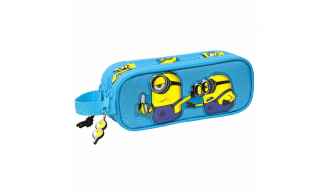 Kahe tõmblukuga pliiatsikarp Minions Minionstatic Sinine (21 x 8 x 6 cm)