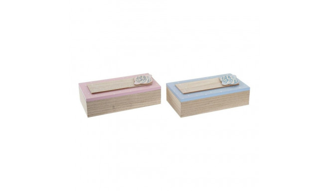 Decorative box DKD Home Decor Natural Aluminium MDF Wood 22 x 6 x 9 cm (2 Units) (1 Unit)