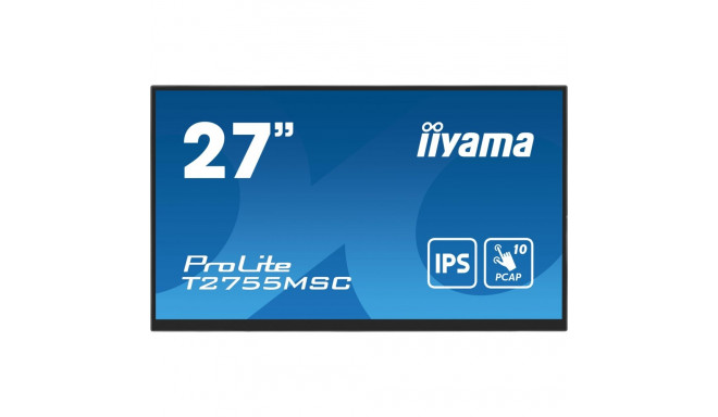 "68,6cm/27"" (1920x1080) Iiyama ProLite T2755MSC-B1 16:9 FHD IPS Touch 5ms 60Hz HDMI DP USB Speaker 