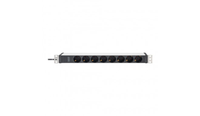 DIGITUS 1U Aluminum PDU rackmountable 8x Safety outlet 16A 230VAC 50/60Hz IEC C20 plug