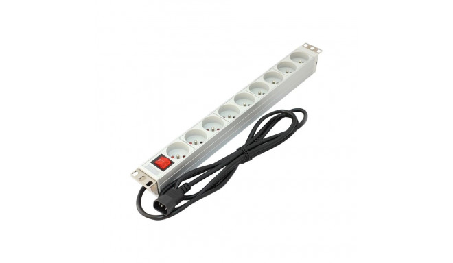 ASM A-19-STRIP-4-IMP PDU outlet strip 19 RACK 9xType E, 1.8m cable with C14, On/Off, aluminium