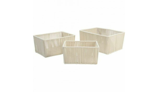 Basket set DKD Home Decor Beige Metal 40 x 30 x 20 cm 3 Pieces