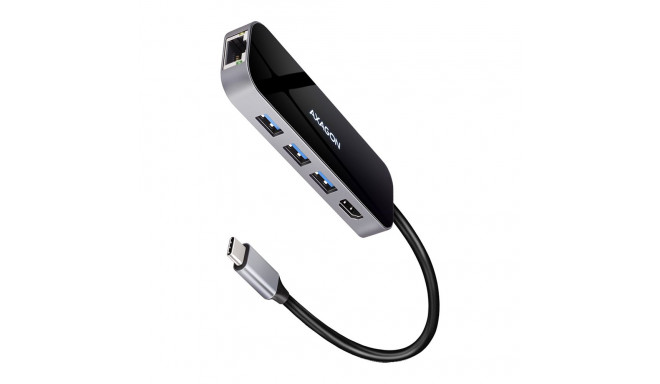 Axagon Multiport USB 3.2 Gen 1 hub. HDMI, Gigabit LAN and Power Delivery. 20 cm USB-C cable.