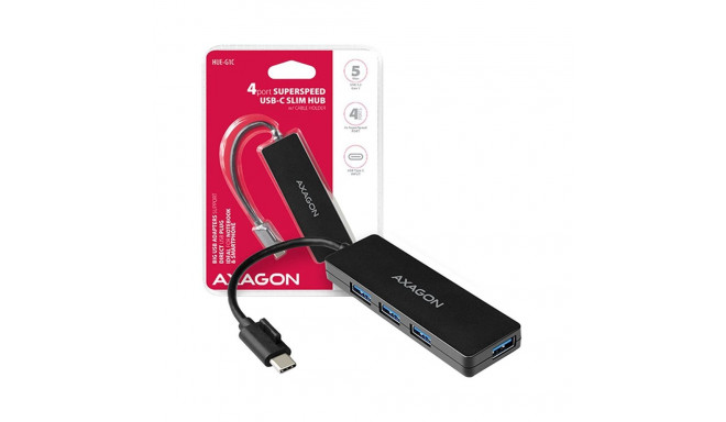 AXAGON HUE-G1C 4x USB3.1 Gen1 SLIM hub w. 14cm Type-C cable