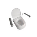 Raising toilet seat with handrails