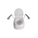 Raising toilet seat with handrails