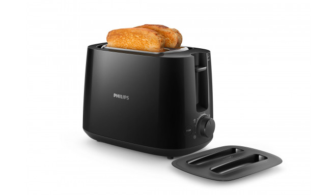 Philips Daily collection toaster HD2582/90 Black, Plastic, 900 W, Number of slots 2, Number of power