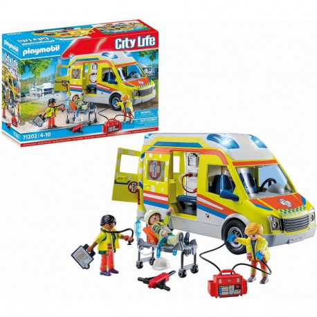 PLAYMOBIL 71202 City Life - ambulance with light and sound, construction toy