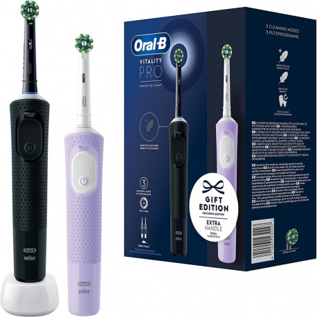 Oral-B Vitality Pro D103 Duo, Elektrische Zahnbürste (schwarz/lila, Black/Lilac Violet, inkl. 2. Han
