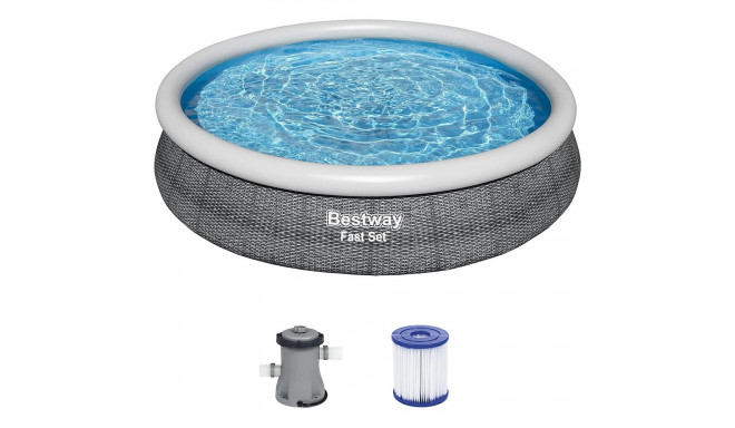 Bestway Fast Set above ground pool set, 366cm x 76cm, swimming pool (slate, with filter pump)