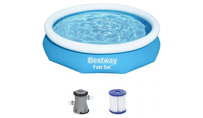 Bestway Fast Set above ground pool set, 305cm x 66cm, swimming pool (blue/white, with filter pump)