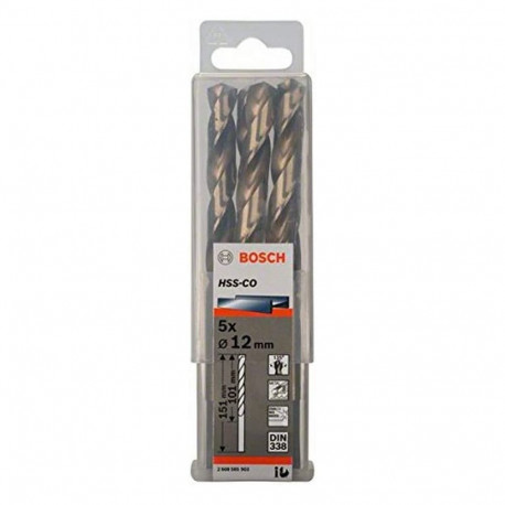Bosch Metal twist drill HSS-Co, DIN 338, 12.0mm (5 pieces, working length 101mm)