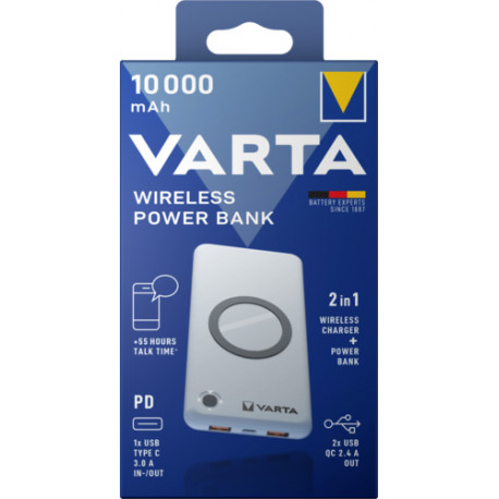 Varta Wireless Power Bank, power bank (white, 10,000 mAh)