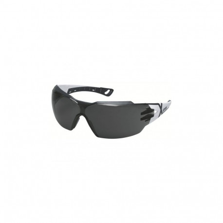 Uvex pheos cx2 safety glasses – white and black frame, grey 14% polycarbonate lens, uvex supravision