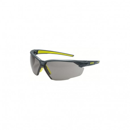 Uvex Suxxeed safety glasses – grey polycarbonate lens with uvex supravision coating, black/yellow pl