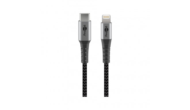 USB-C - Lightning kaabel 0.5m, metallist pistik, Apple MFI sertifikaadiga, tekstiilist kattega
