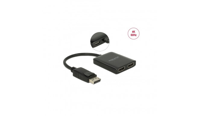 Displayport splitter 1 sisse/ 2 HDMI välja, 4K, 3840x2160@60Hz, MST, mirror/extended