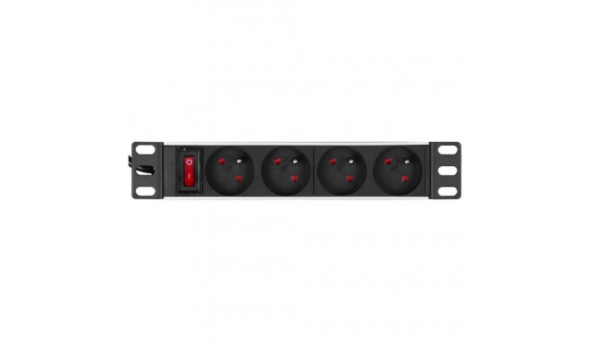 10’’ Power Distribution Unit with sockets 4 x NF C61-314 (standard PL, FR), plug DIN 49441, red ON/O